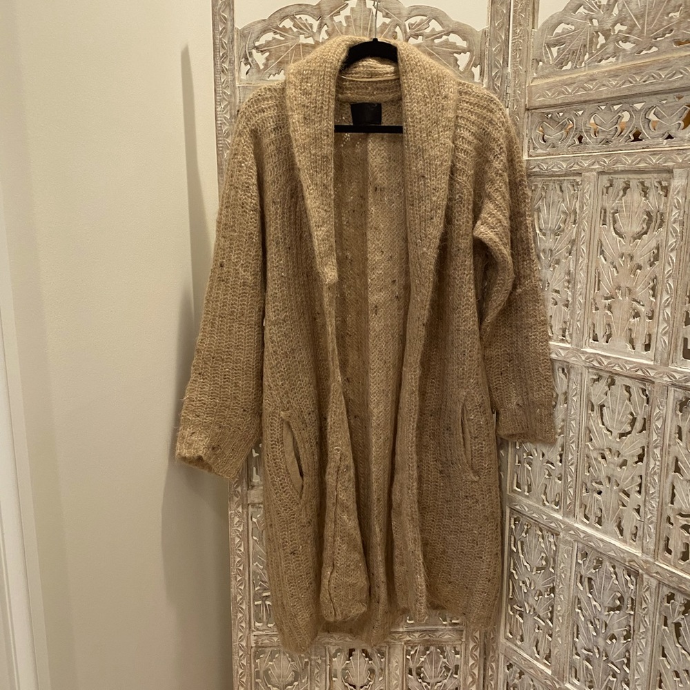 Mohair & alpaca beige duster sweater